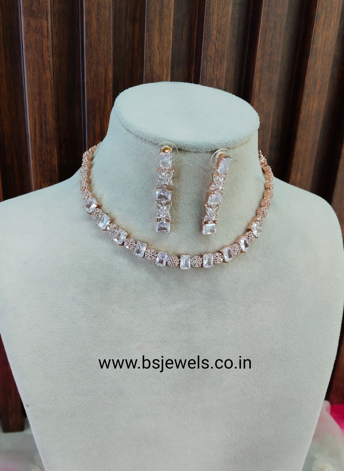 White Rose CZ Necklace Jewellery Holmdel Set