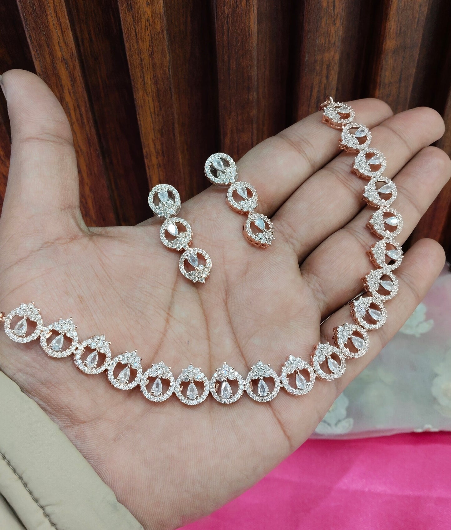 White Rose CZ Necklace Jewellery Holmdel Set