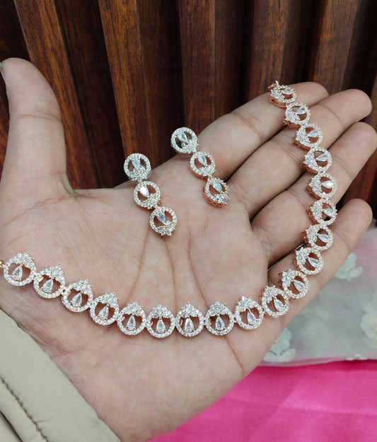 White Rose CZ Necklace Jewellery Holmdel Set
