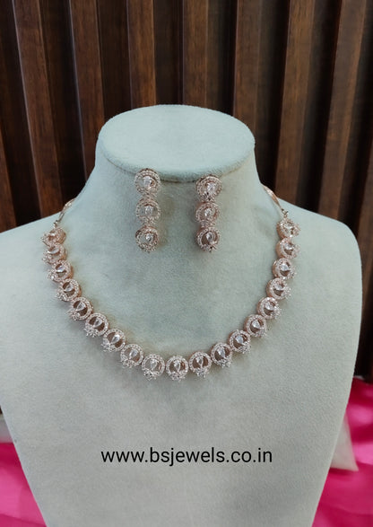 White Rose CZ Necklace Jewellery Holmdel Set