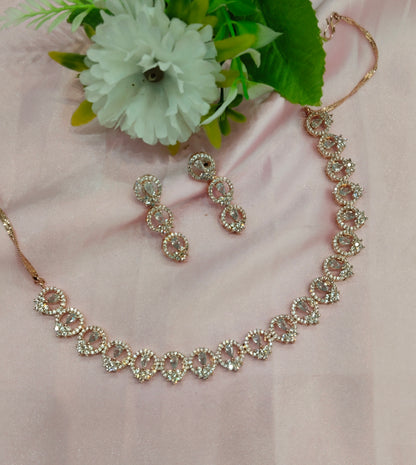 White Rose CZ Necklace Jewellery Holmdel Set