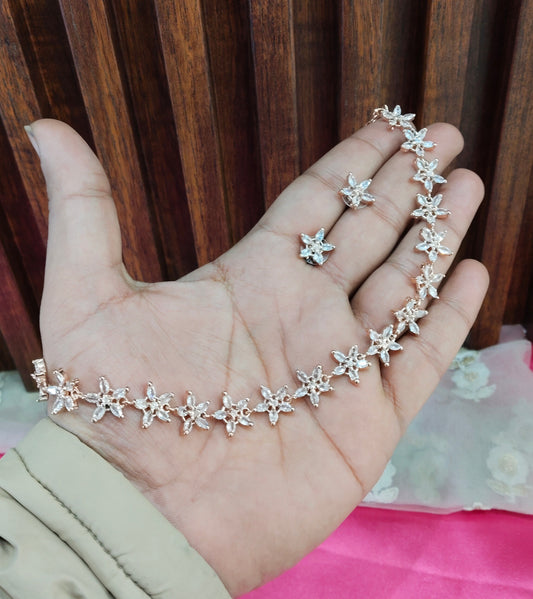 White Rose CZ Necklace Jewellery Holmdel Set
