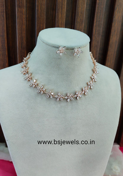 White Rose CZ Necklace Jewellery Holmdel Set