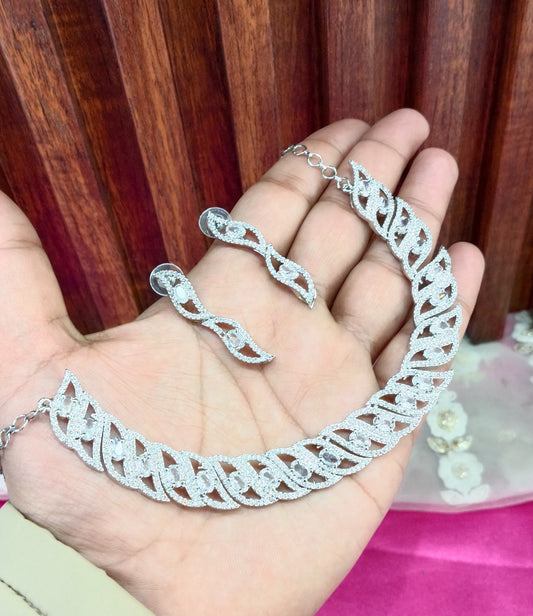 Silver Clear American Diamond Cz Necklace Jewellery Change Set