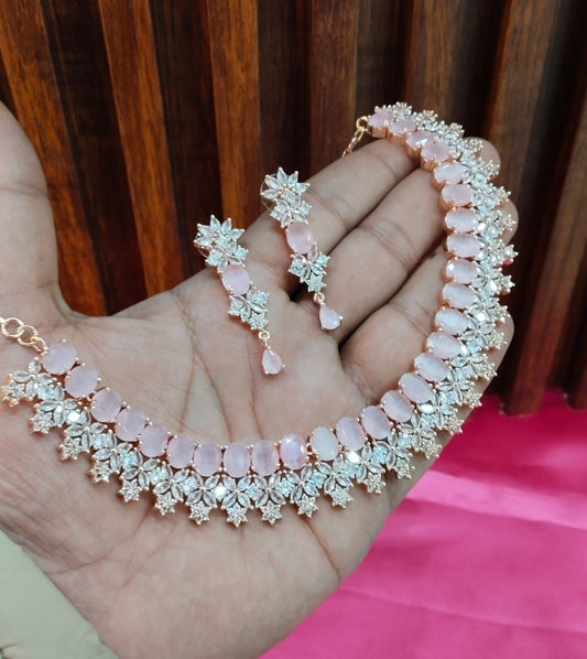 Pinka Rose CZ Necklace Jewellery Vallejo Set