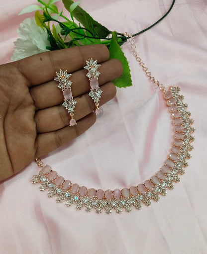 Pinka Rose CZ Necklace Jewellery Vallejo Set