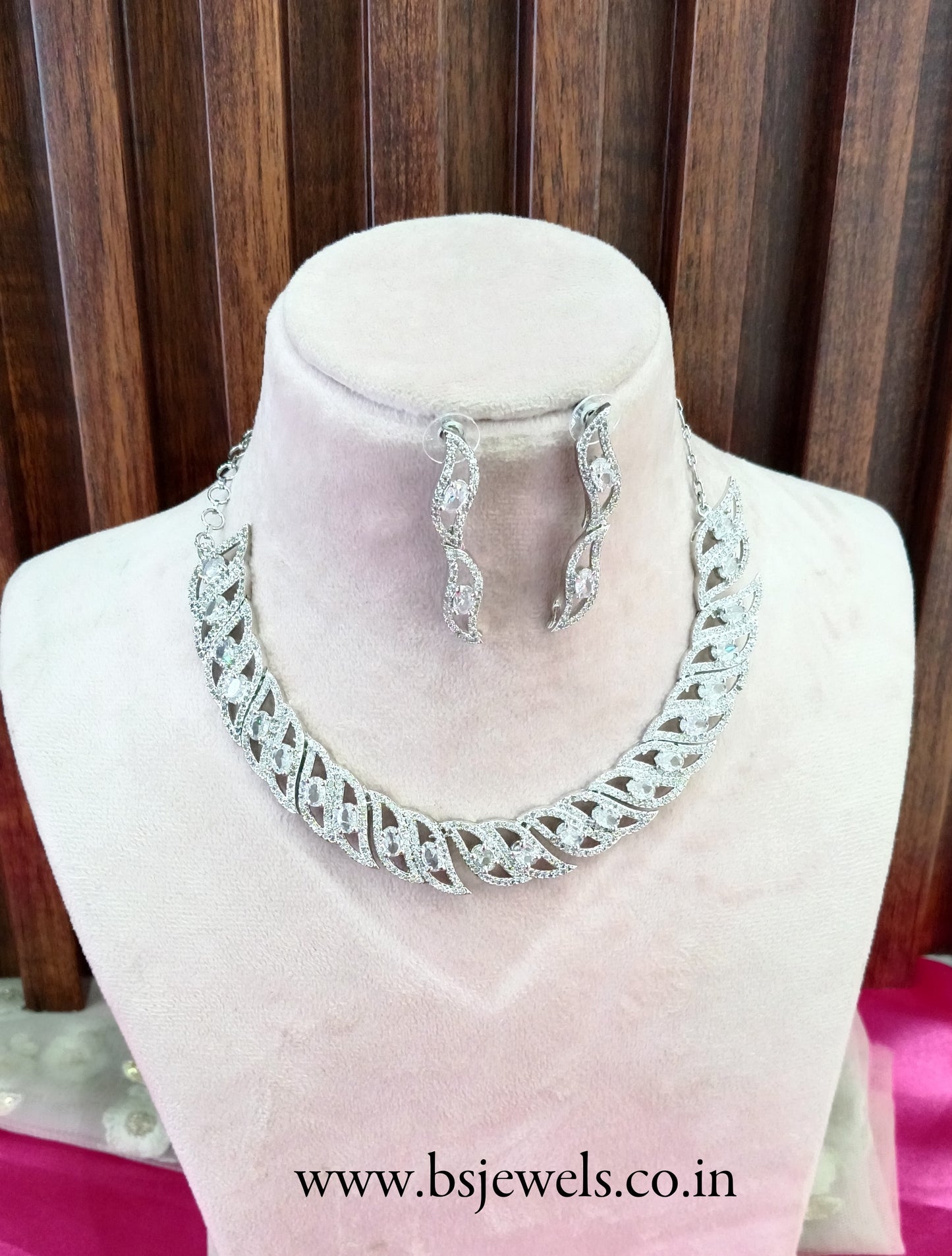 Silver Clear American Diamond Cz Necklace Jewellery Change Set