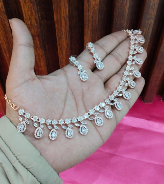 White Rose CZ Necklace Jewellery Cold Springs Set