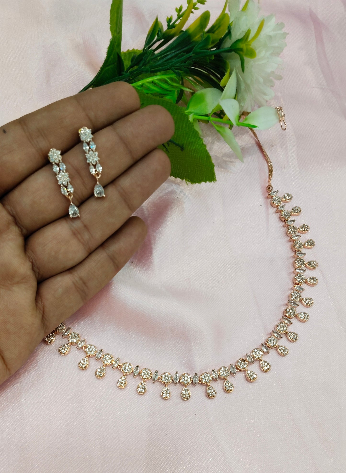 White Rose CZ Necklace Jewellery Cold Springs Set