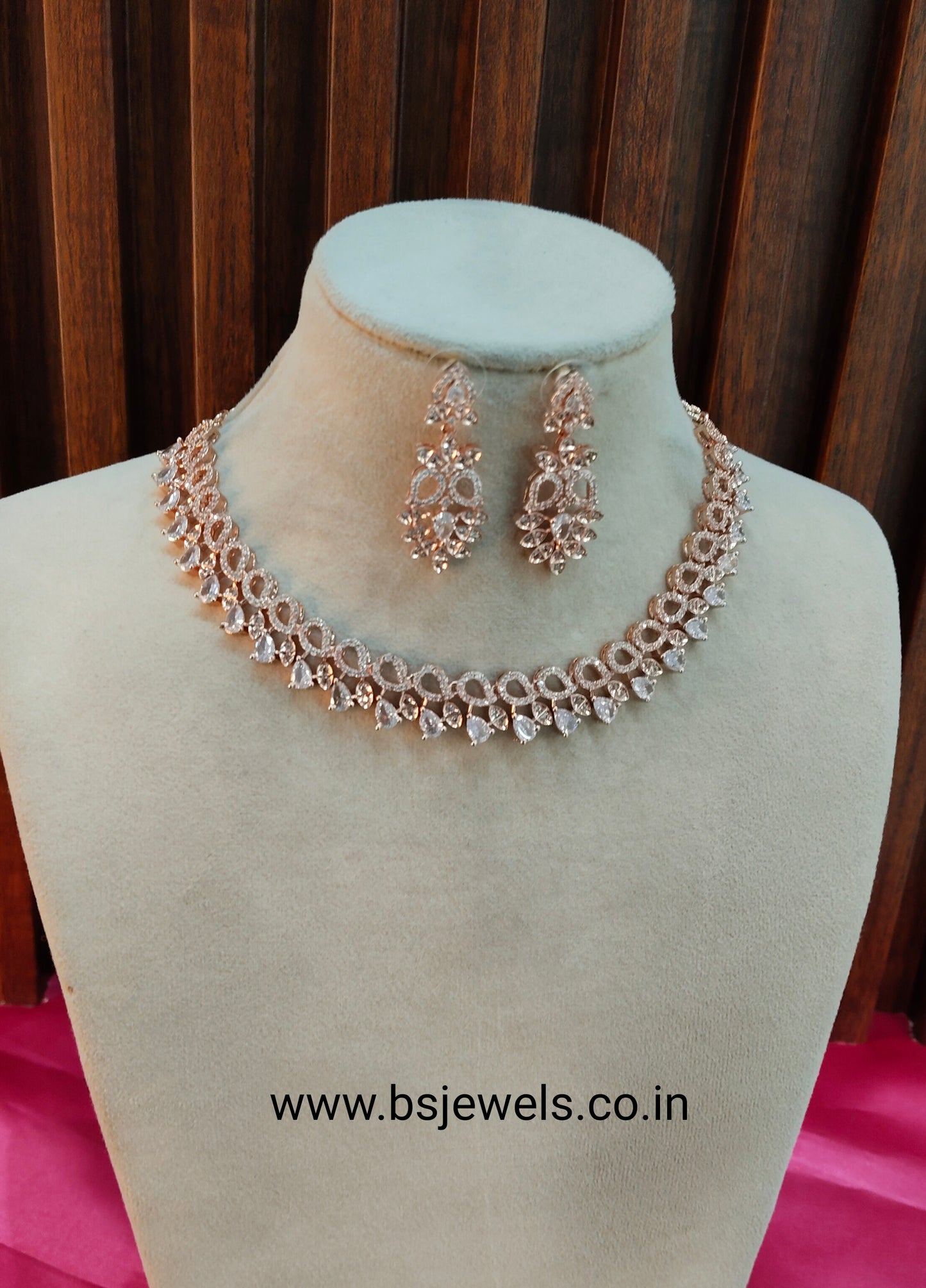 White Rose CZ Necklace Jewellery Lights Set