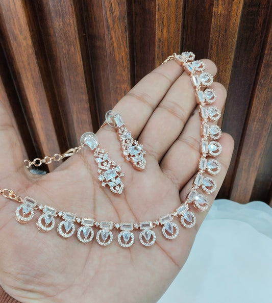 White Rose CZ Necklace Jewellery Albany Set