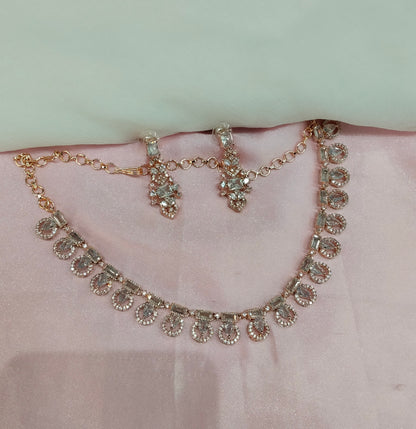 White Rose CZ Necklace Jewellery Albany Set