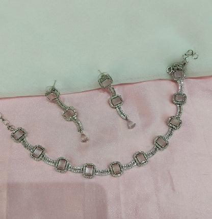 Pink Silver CZ Necklace Jewellery Utica Set
