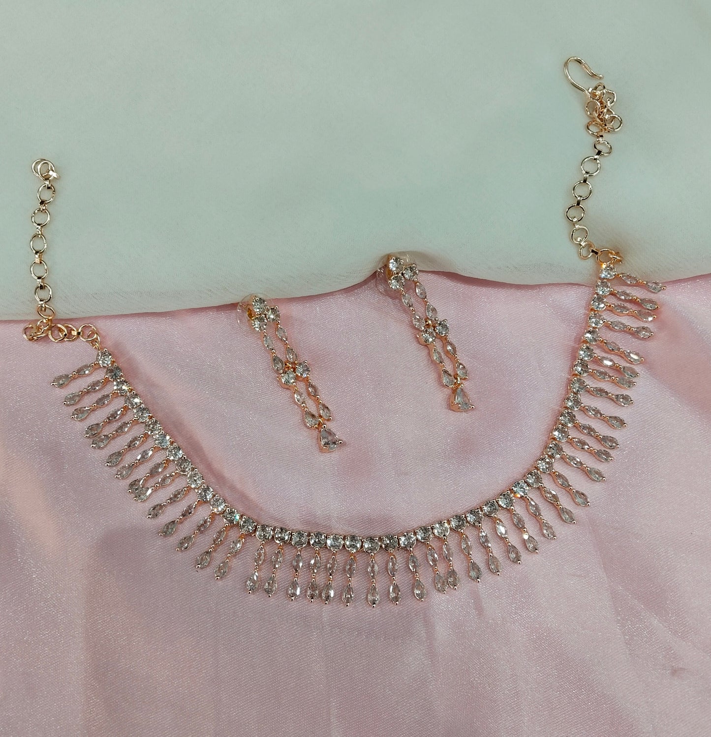 White Rose CZ Necklace Jewellery Seattle Set