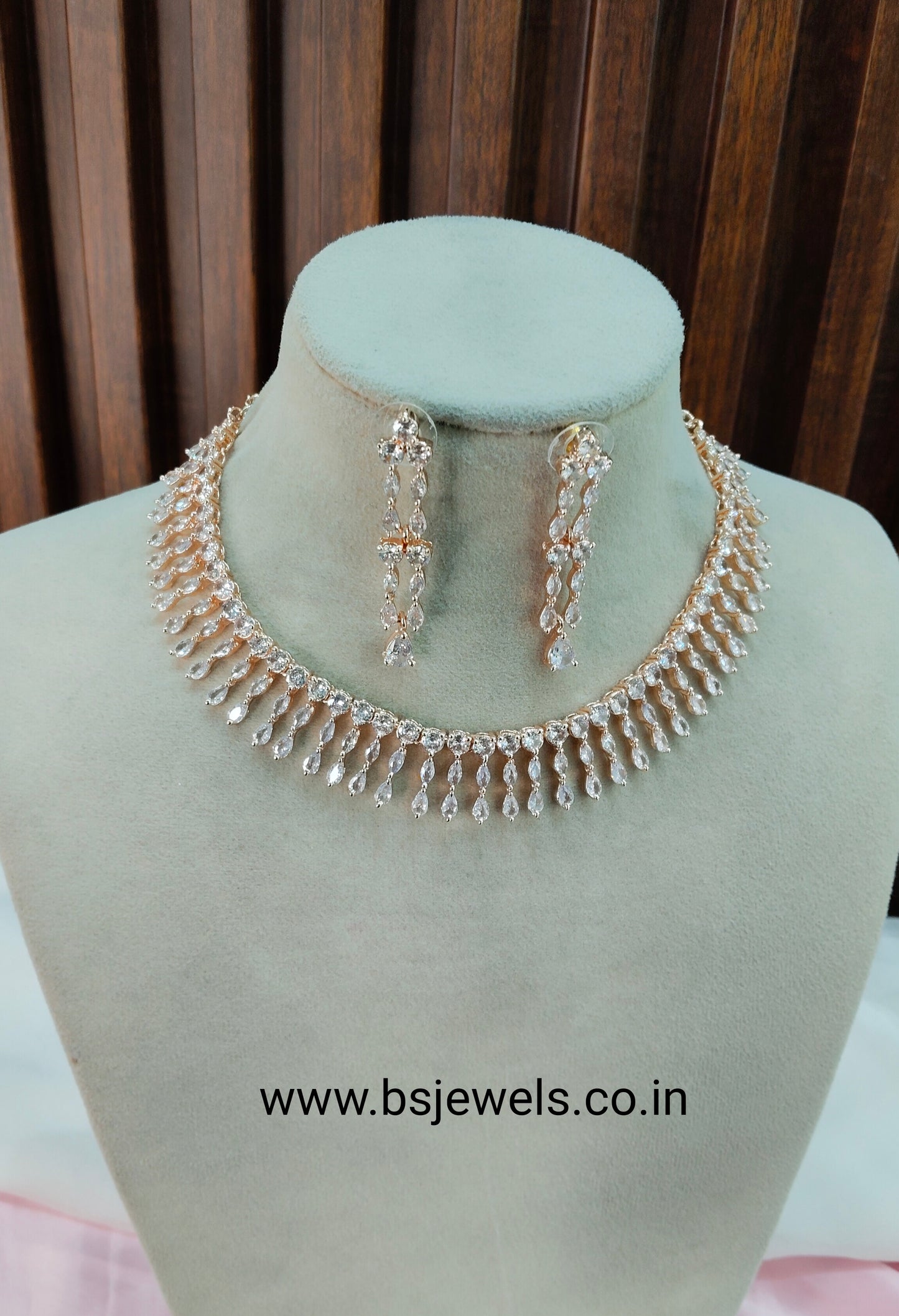 White Rose CZ Necklace Jewellery Seattle Set