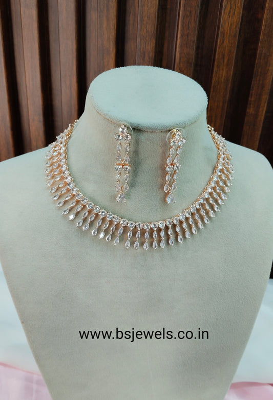 White Rose CZ Necklace Jewellery Seattle Set