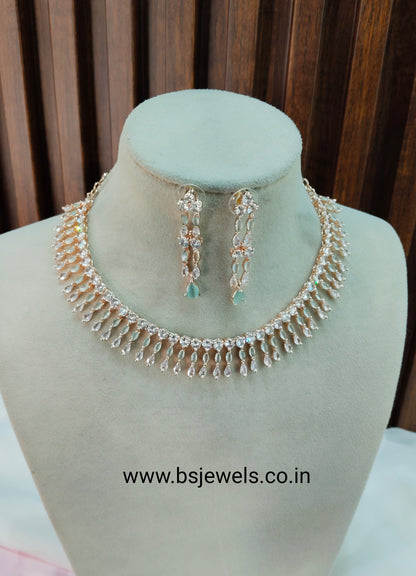 Pista Rose CZ Necklace Jewellery Seattle Set