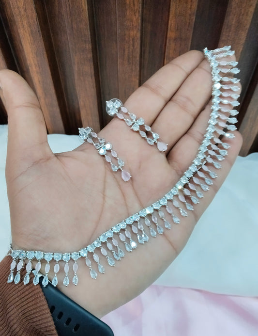 Pink Silver CZ Necklace Jewellery Seattle Set