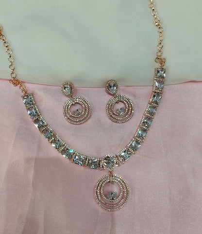 White Rose CZ Necklace Jewellery Republic Set