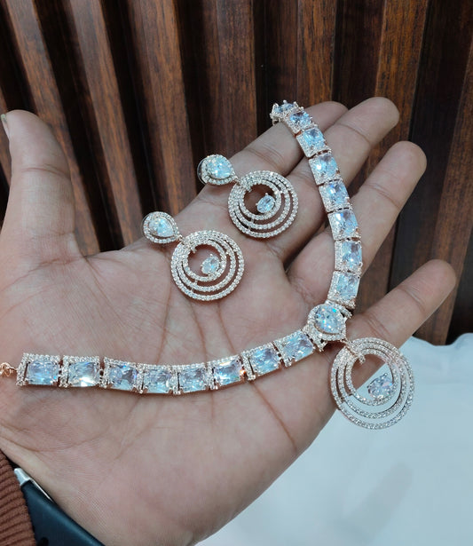 White Rose CZ Necklace Jewellery Republic Set