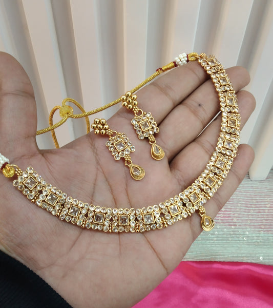 Gold Polki Necklace Jewellery Studio Set