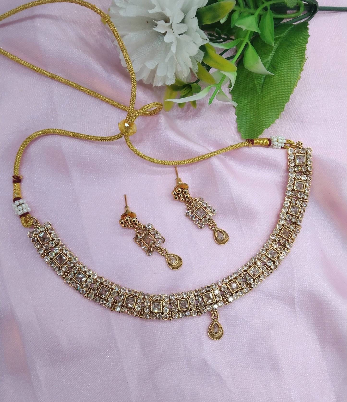Gold Polki Necklace Jewellery Studio Set