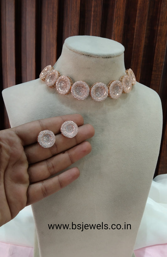 Rose CZ Choker Jewellery Paro Set