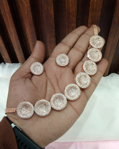 Rose CZ Choker Jewellery Paro Set