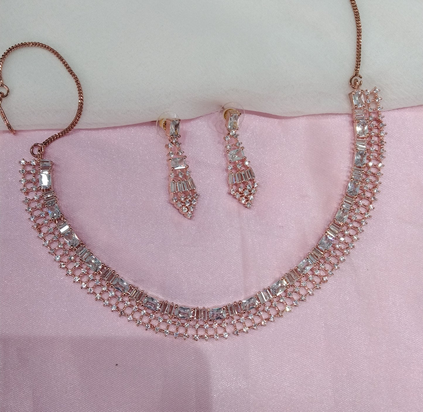 Rose CZ Necklace Jewellery Rhine Beck Set