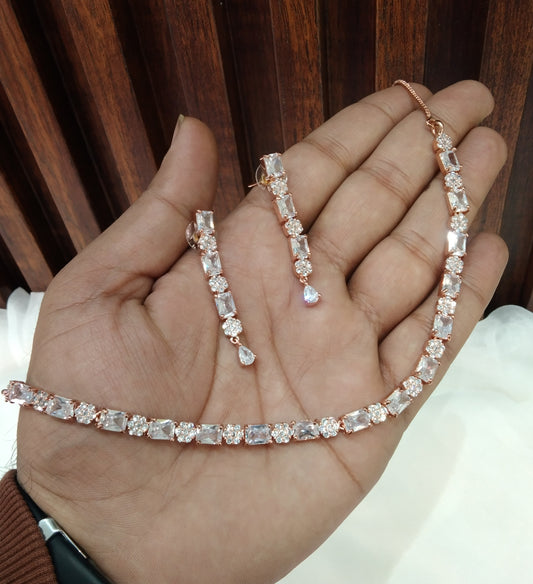 Rose CZ Necklace Jewellery Rhine Beck Set