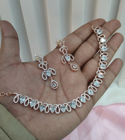 White Rose CZ Necklace Jewellery Above Set