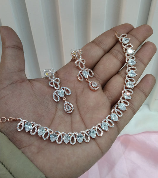 White Rose CZ Necklace Jewellery Above Set