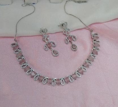 Pink Silver CZ Necklace Jewellery Above Set