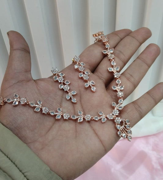 White Rose CZ Necklace Jewellery East Orange Set