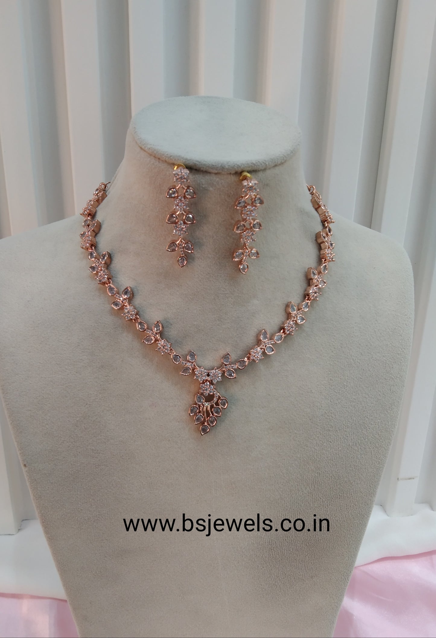 White Rose CZ Necklace Jewellery East Orange Set