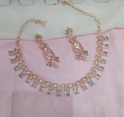 White Rose CZ Necklace Jewellery Philadelphia Set