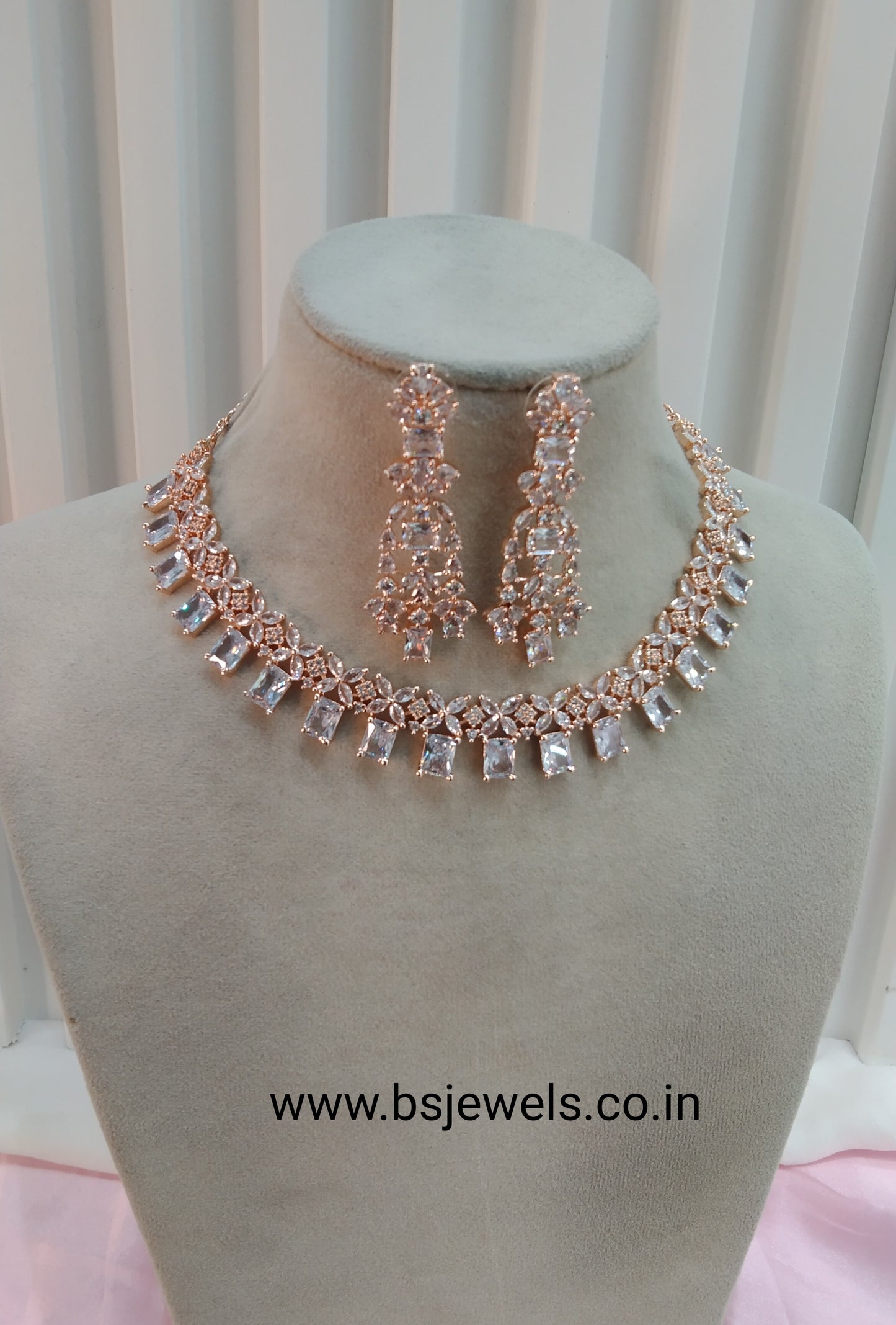 White Rose CZ Necklace Jewellery Philadelphia Set