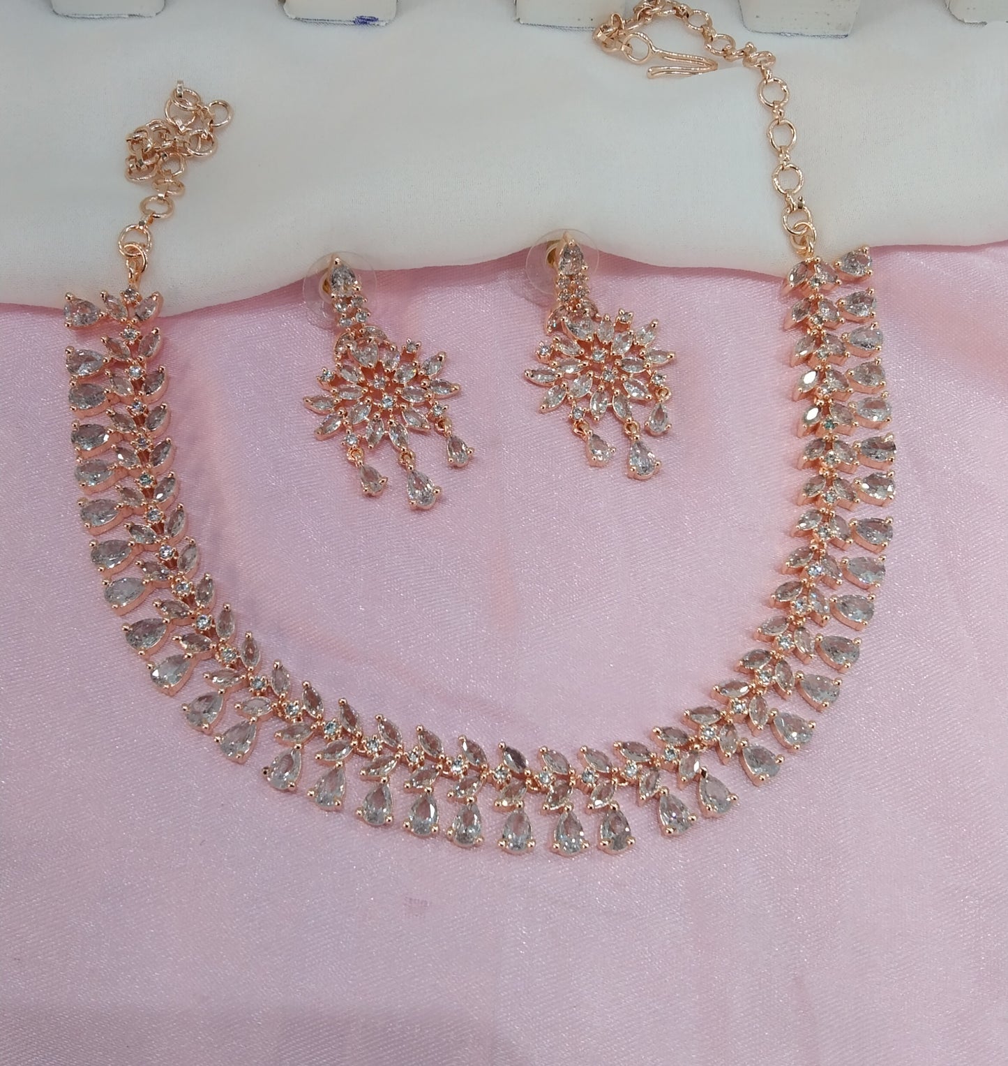 White Rose CZ Necklace Jewellery Phoenix Set