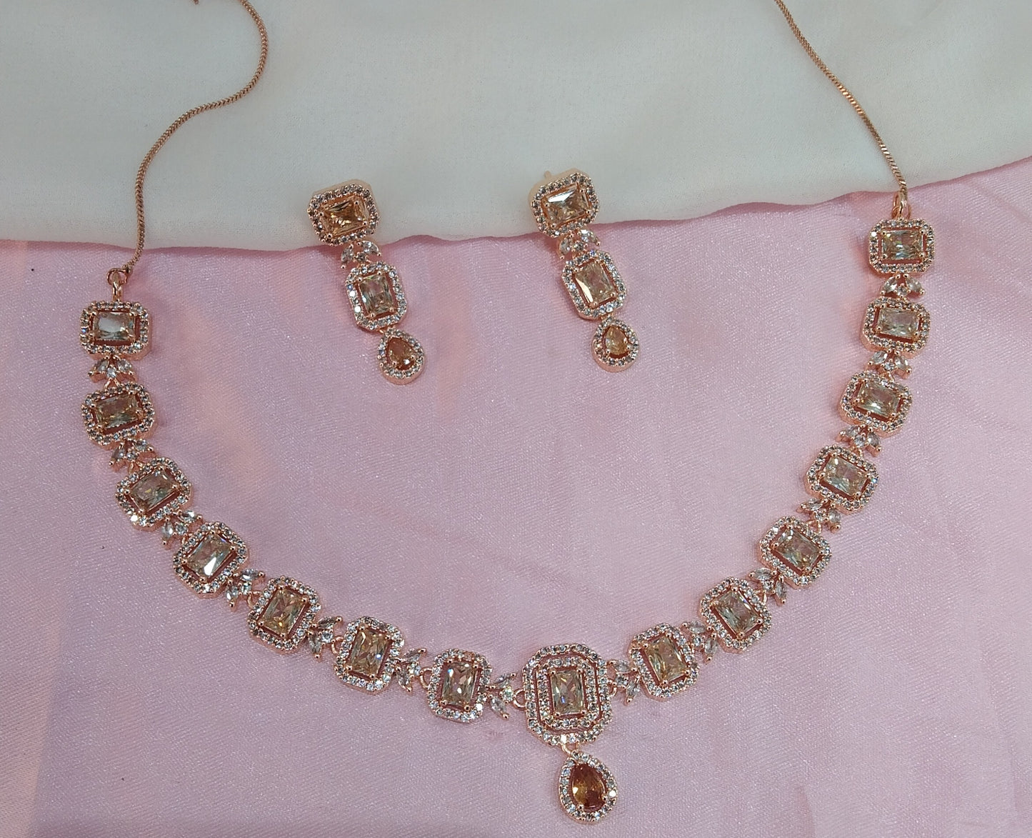 White Rose CZ Necklace Jewellery Prince Set