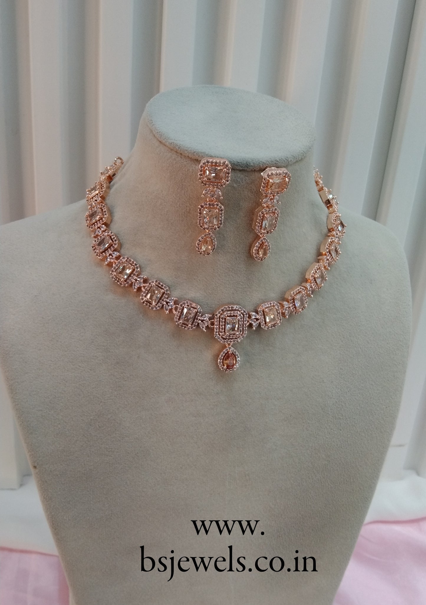 White Rose CZ Necklace Jewellery Prince Set