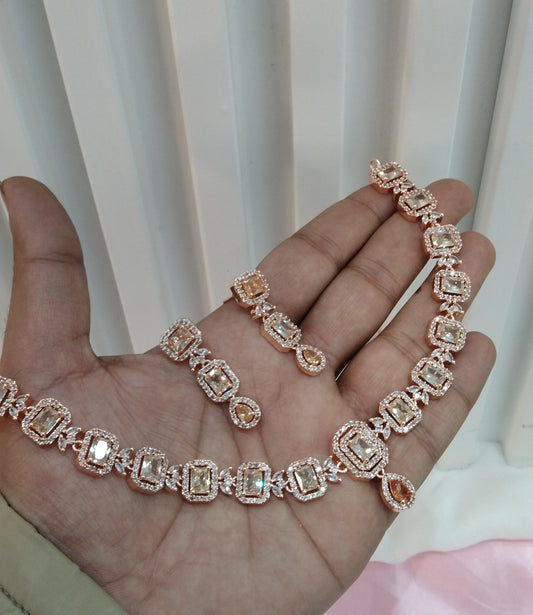White Rose CZ Necklace Jewellery Prince Set