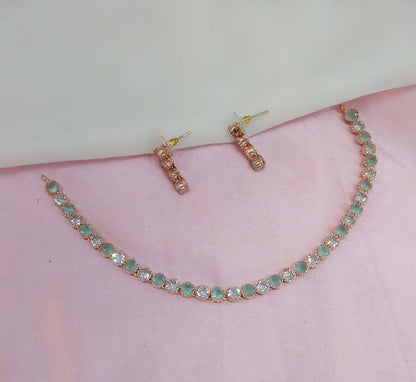 Rose Pista CZ Necklace Jewellery Dans Set