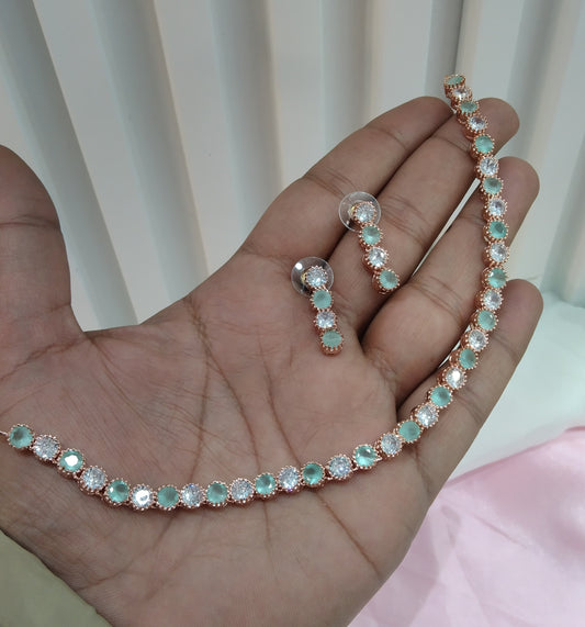 Rose Pista CZ Necklace Jewellery Dans Set