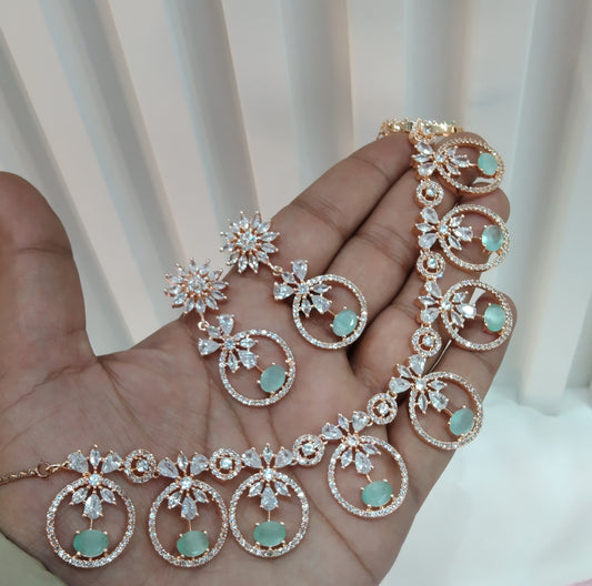 Rose Pista CZ Necklace Jewellery Coloumbia Set