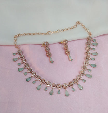 Rose Pista CZ Necklace Jewellery Coloumbia Set