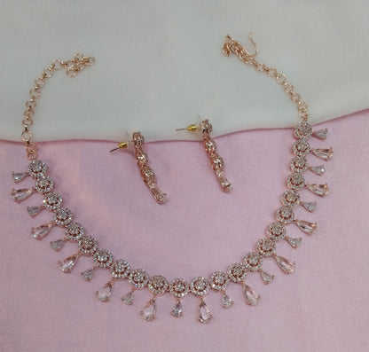 White Rose CZ Necklace Jewellery Dani Set