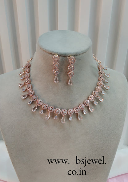White Rose CZ Necklace Jewellery Dani Set