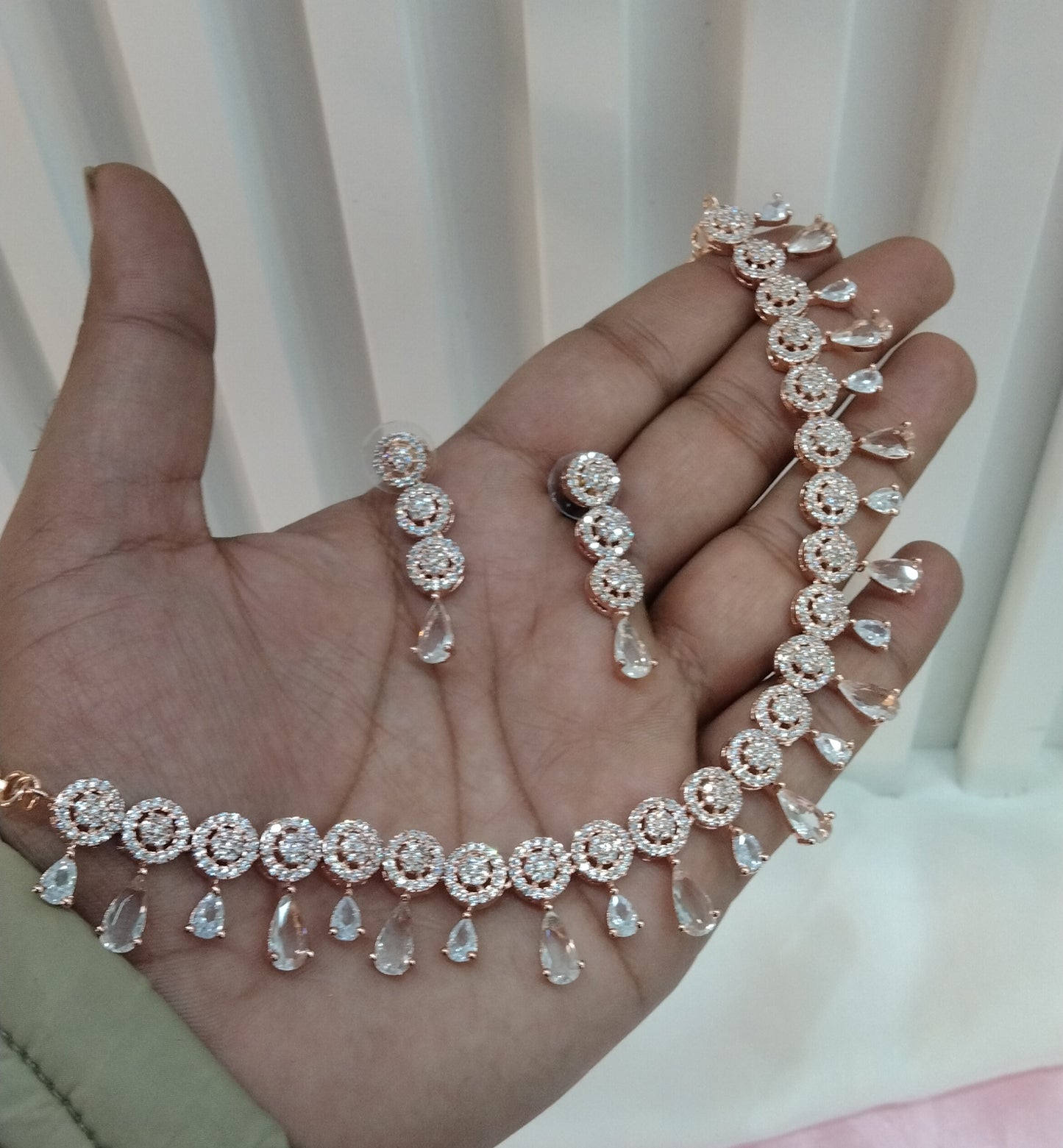 White Rose CZ Necklace Jewellery Dani Set