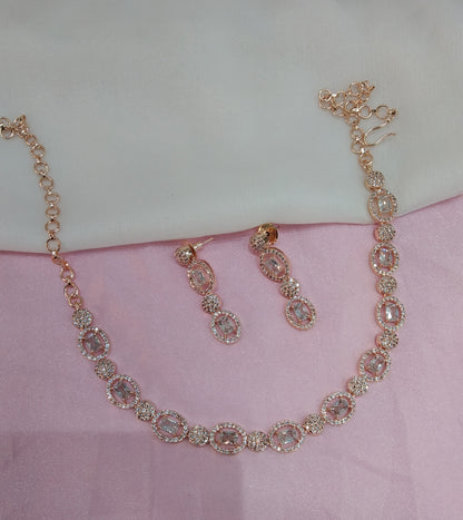 White Rose CZ Necklace Jewellery Bishan Set
