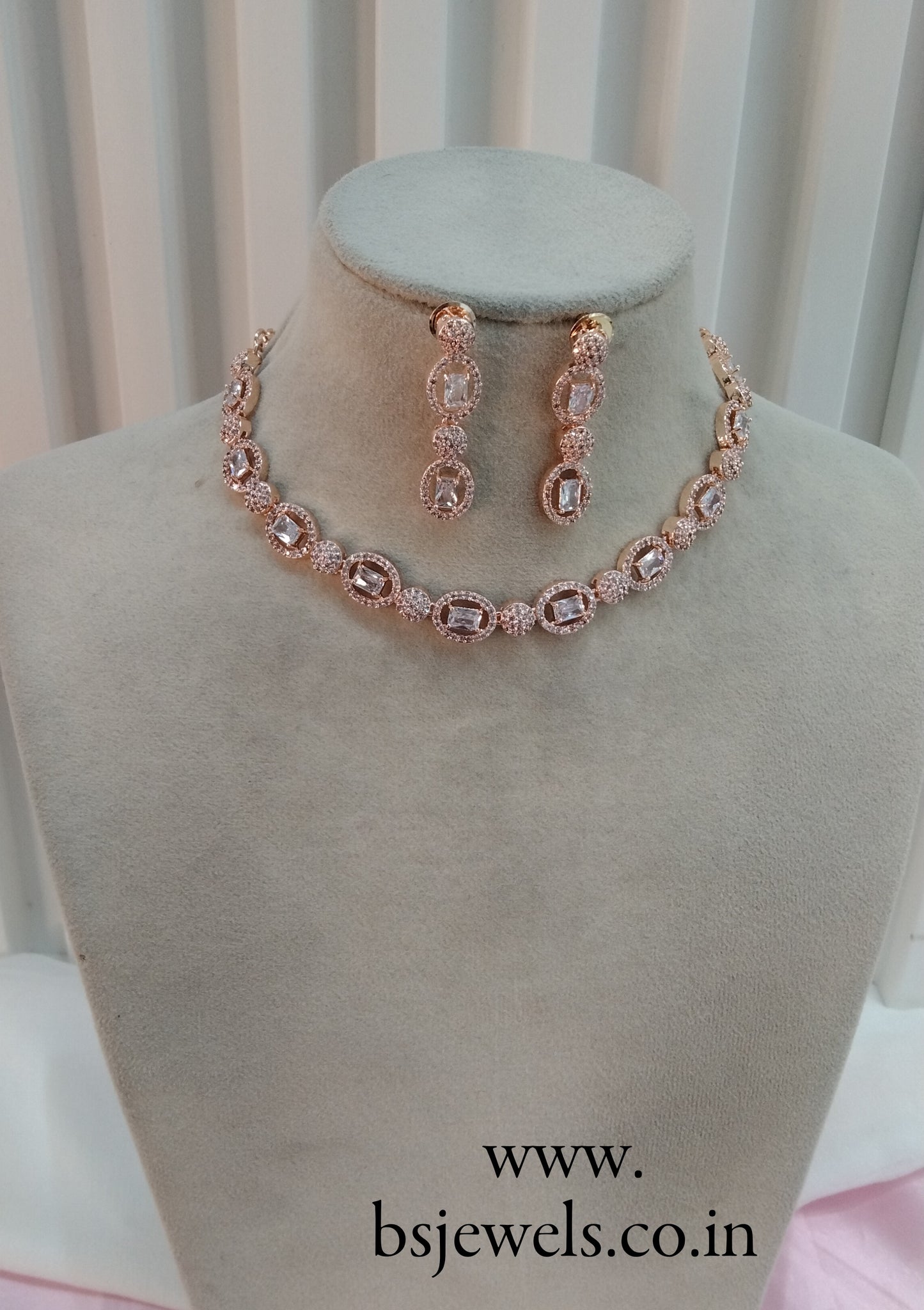 White Rose CZ Necklace Jewellery Bishan Set